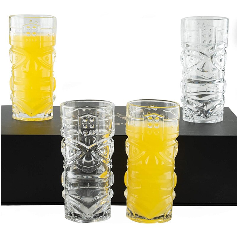 Glass Juice cup Hawaiian Cocktail Cup Clear Tiki Glasses Totem Cup Grimace Cup Bar Drinkware