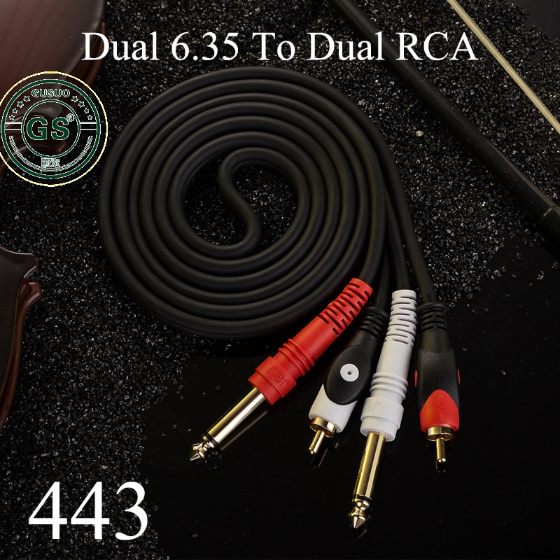 GUSUO Dual RCA naar 2x6.35mm 1/4 ''Mono TS Plug Audiophile Audiokabel voor Mixer Versterker 0.5 M-30 M