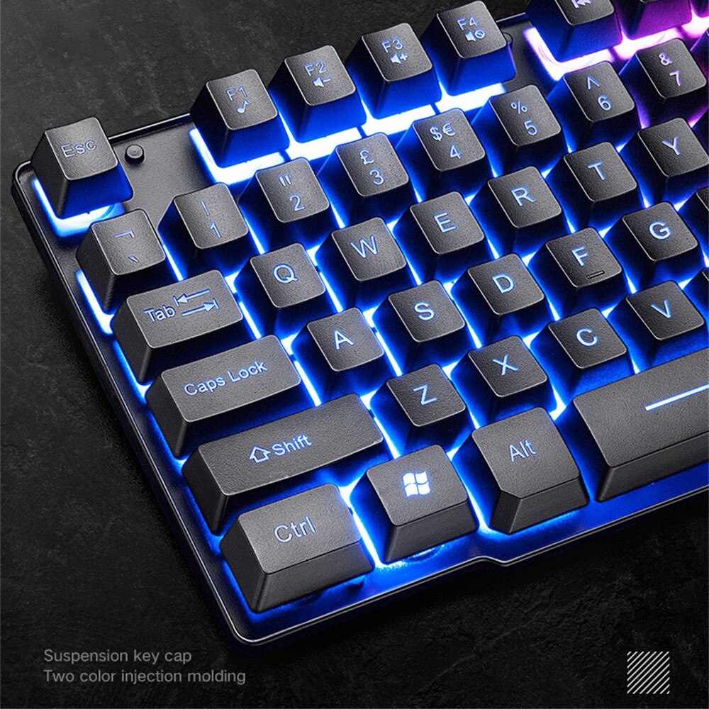 gaming mechanical keyboard luminous mouse set gaming keyboard (English keyboard + mouse + mouse pad)