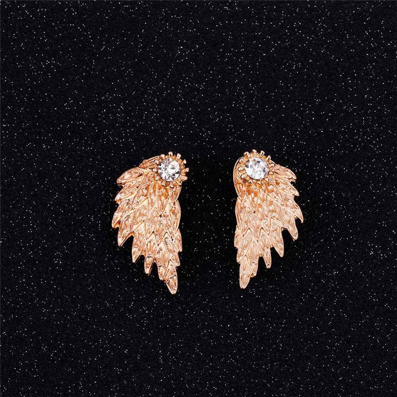 gotisch Engel FlüGel Zucht Ohrringe für Frauen Jahrgang Legierung Feder Ohrringe Kristall Aussage Ohr Schmuck Party Ohrringe: Gold Farbe