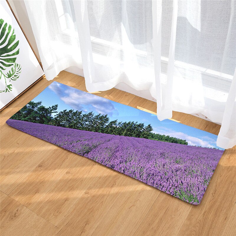 Peinture à la lavande antidérapante flanelle | 40x60cm, tapis de salle de bain, d'absorption d'eau, tapis de sol, tapis de porte, directe