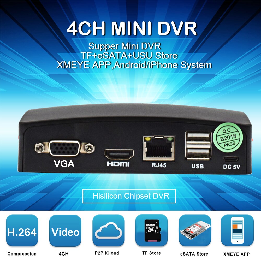 4ch mini dvr med 4ch video  in 1080h realtid cctv hybridahd / cvi / tvi / analog  in 1 dvr