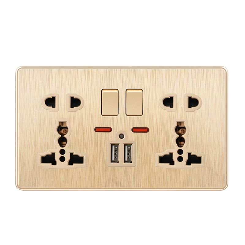 Multifunction UK 13A Wall Socket Push Button 2.1A Double USB Charging Ports Three-hole Two-hole Home Wall Outlet Button