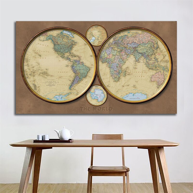 Mapa de decoração para parede, decoração vintage para sala de estar, escola, escritório, 3 m x 2 m