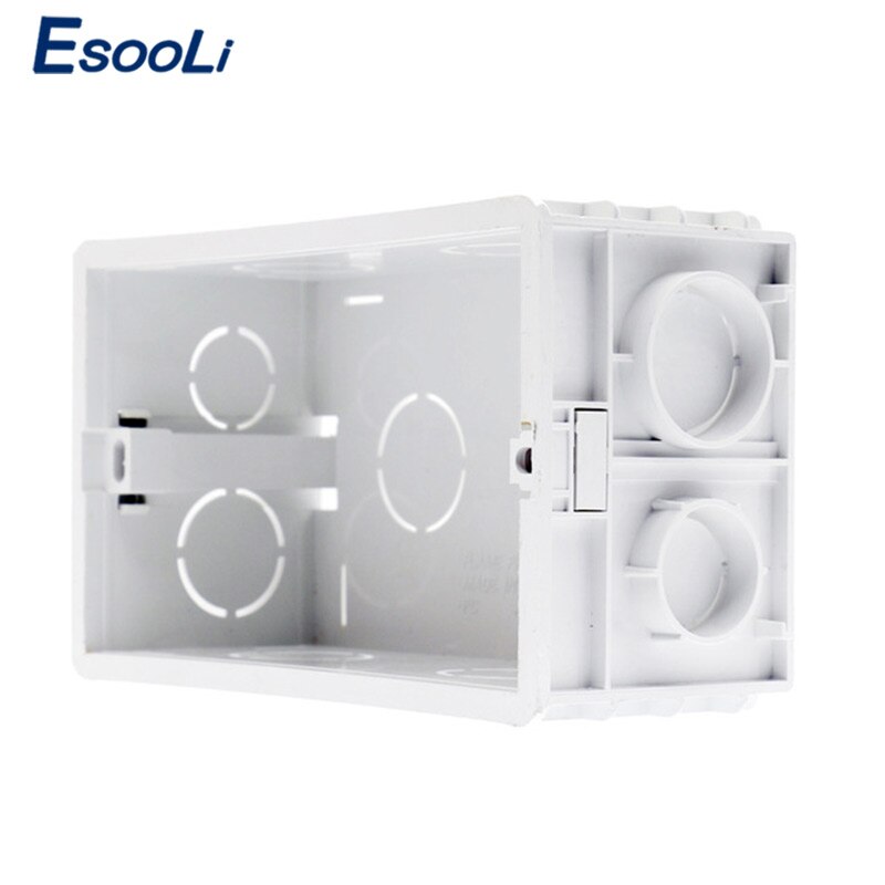 Esooli sort aluminium metalpanel vægstik eu standard stikkontakt 16a eu standard el dobbeltstik 146mm * 86mm: Monteringsboks