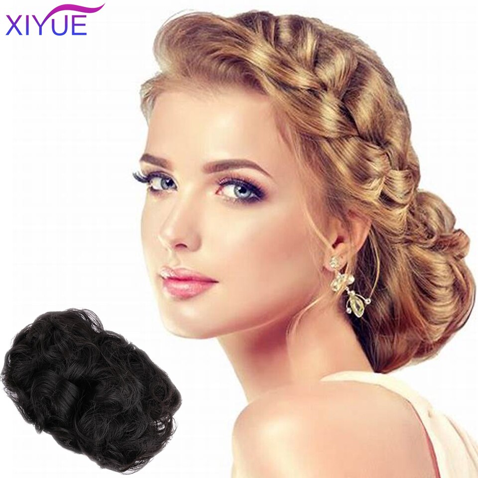 Xiyue Hair Extensions Golvend Krullend Rommelig Clips In Hair Bun Extensions Donut Haar Chignons Haar Stuk Pruik Haarstukje Hoofddeksels