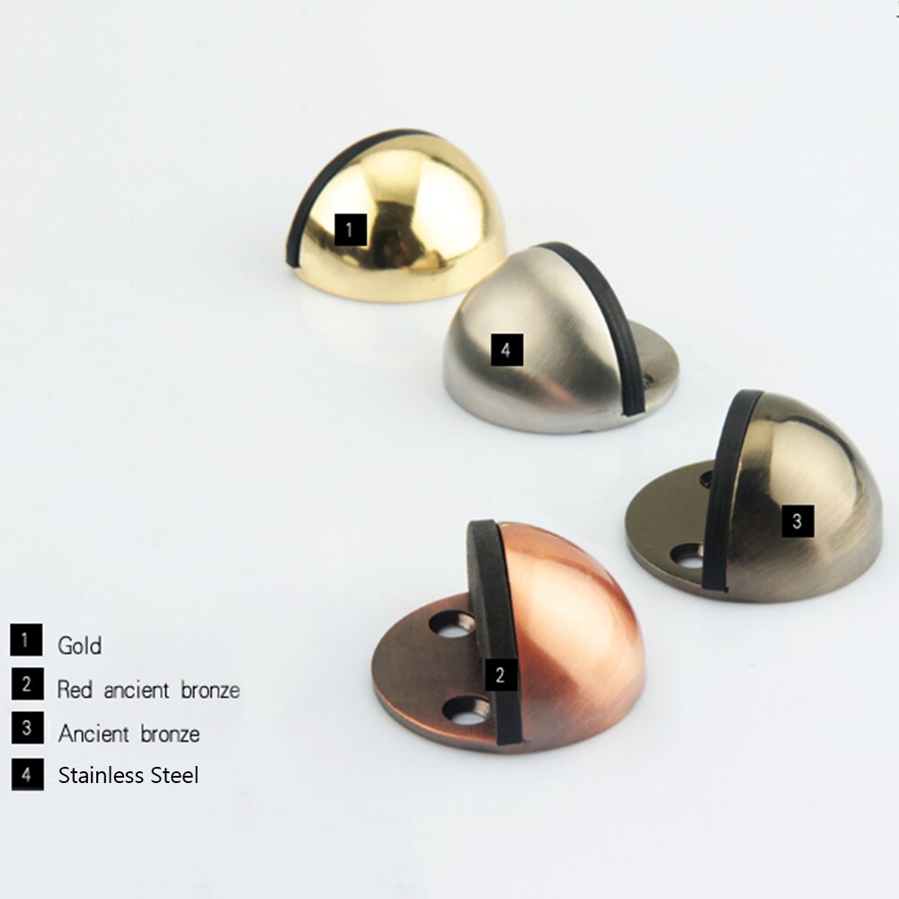 4Pcs Metal Oval Half Moon Door Stopper Wood Door Holder Floor-mounted Door Stops Rubber Interior Holder Home