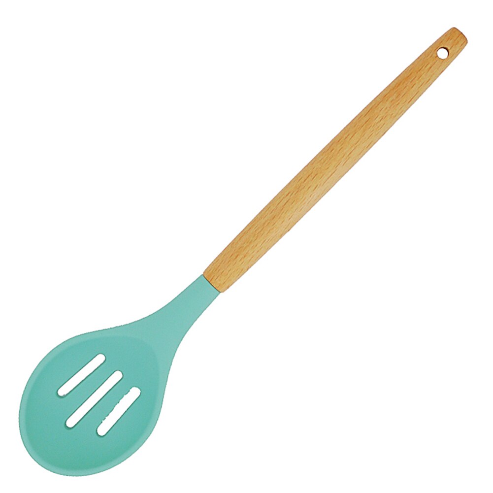 Hanging Kitchen Utensil Cooking Tool Gadgets Home Restaurant Soft Silicone Cookware Wooden Handle Easy Clean Non Toxic Nonstick