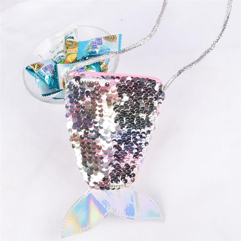 Pailletten Mermaid Staart Portemonnee Kids Mermaid Staart Vorm Pailletten Mini Schoudertas Rits Portemonnee kinderen tas