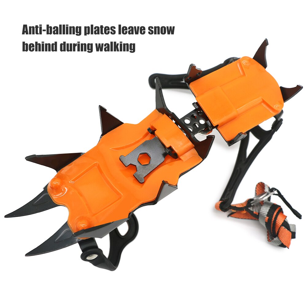 12 Teeth Anti-Skid Crampons Manganese Steel Climbing Gear Snow Ice Climbing Shoe Grippers Crampon Traction Device Mountaineering