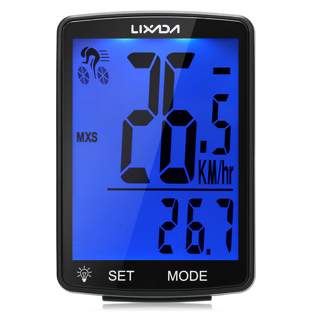 Computador LIXADA-bicicleta sem fio com tela LCD, MTB velocímetro, odômetro, IPX6 impermeável, medição do ciclo, temperatura, cronômetro: ROXO