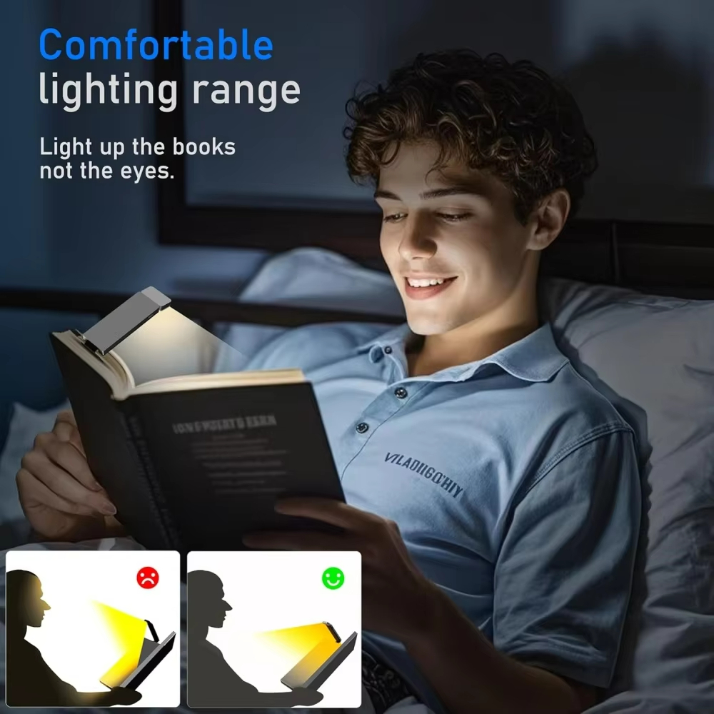 Mini boglampe led genopladelig clip-on boglampe 3 farver praktisk seng læse natlampe øjenbeskyttelse bogmærkelampe