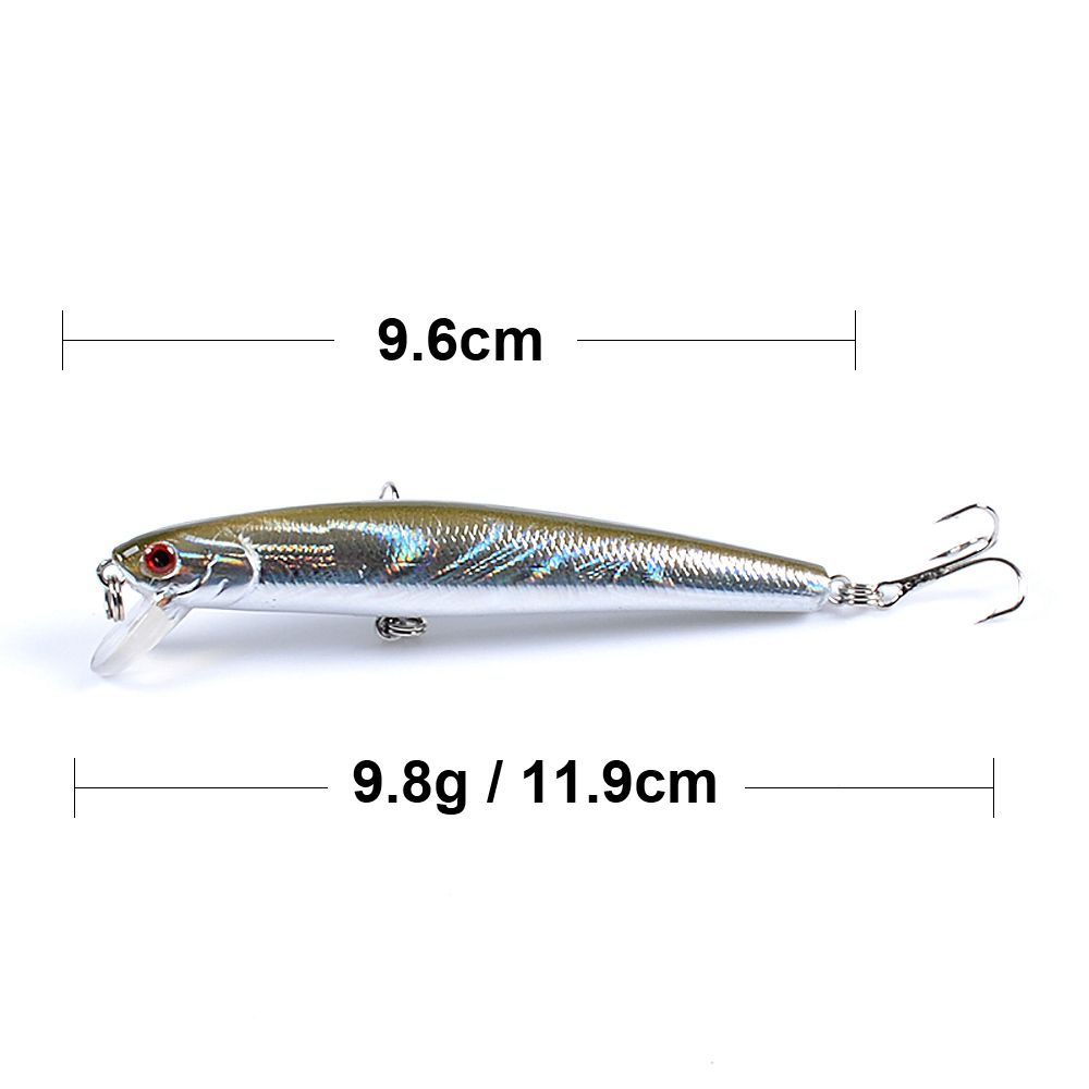 Biwvo Metalen Minnow Crankbaits 9.6cm Karper Vissen Lokt Goederen Voor Vissen Harde Lokken Aas Metal Jig Wobbler Voor Trollen shad: A