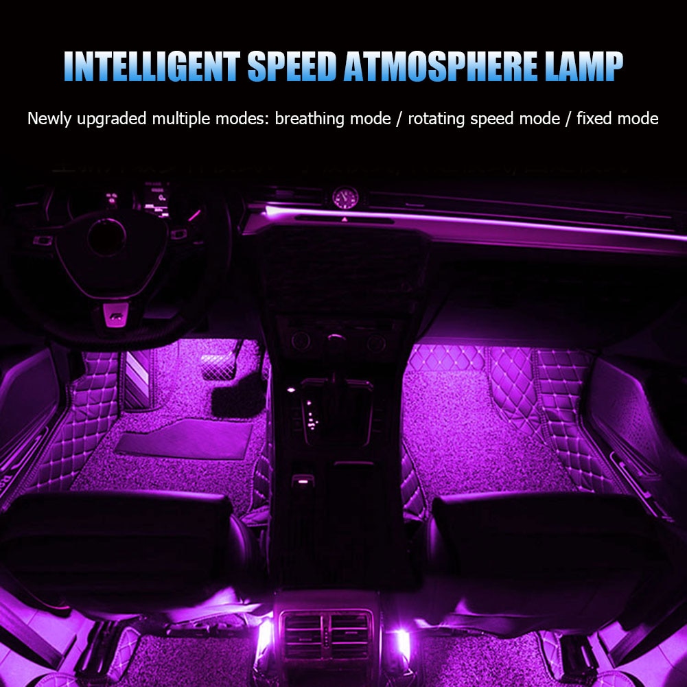 4 In 1 Led Auto Voet Licht 5V Usb Rgb SMD5050 72 Led Strip Ambient Lamp Afstandsbediening Muziek Controle automotive Interieur Decoratieve