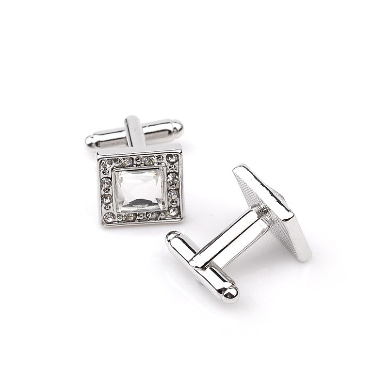 3 kleur Elegante Mannen Manchetknopen Klassieke Luxe Strass Kristal Vierkante Manchetknopen Mannelijke Franse Overhemd Manchet Knop