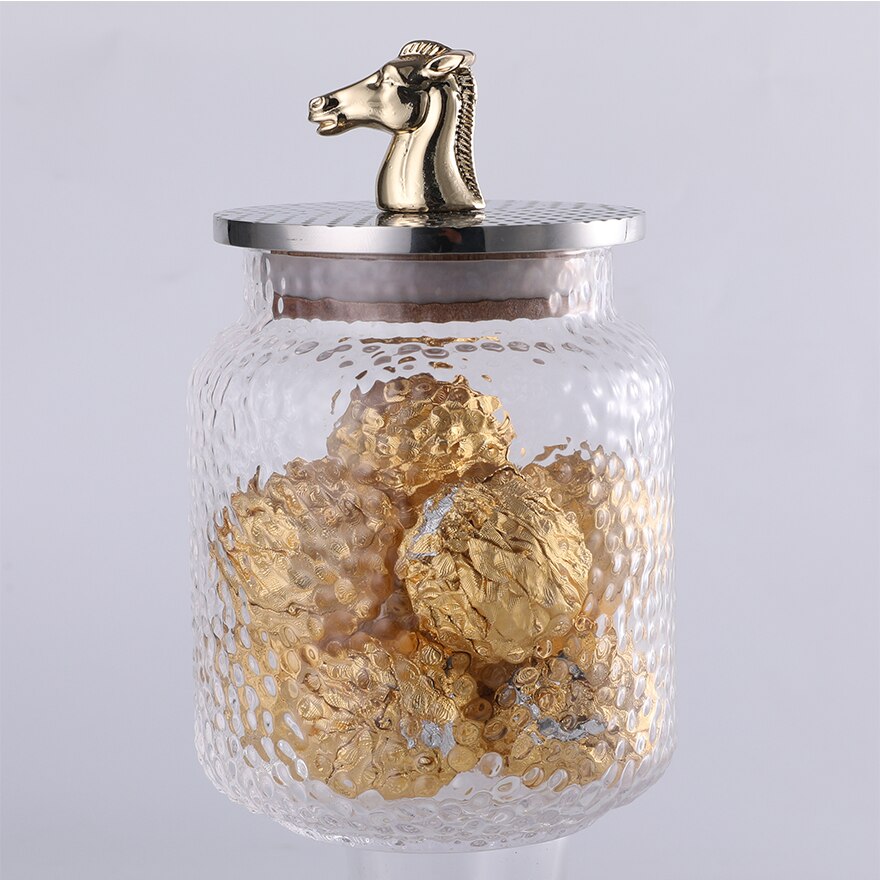 Tarros de vidrio a prueba de polvo lata de almacenamiento transparente con cubierta de vidrio de caramelo contenedores de botellas sellado tanque de almacenamiento de té y café: A--large