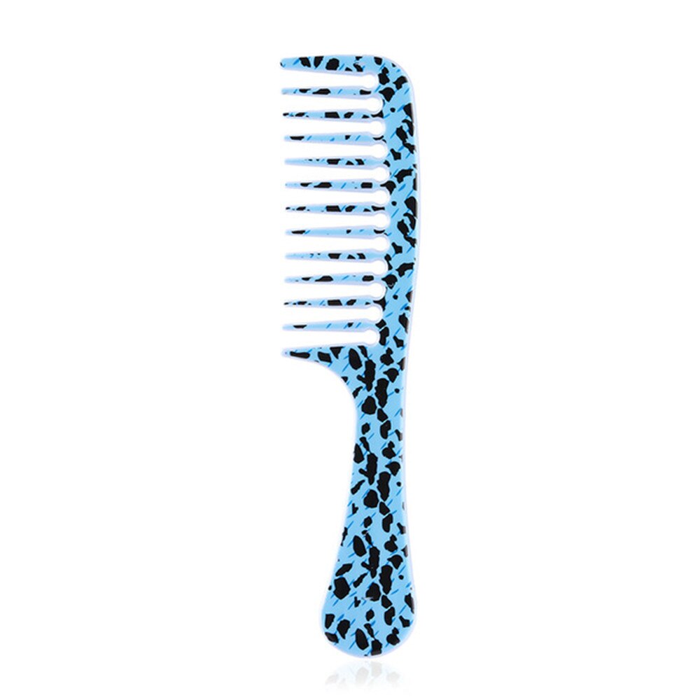 Moda barato pente de cabelo largo do dente estilo leopardo plástico detangler pente para longo pente de cabelo encaracolado para meninas: blue