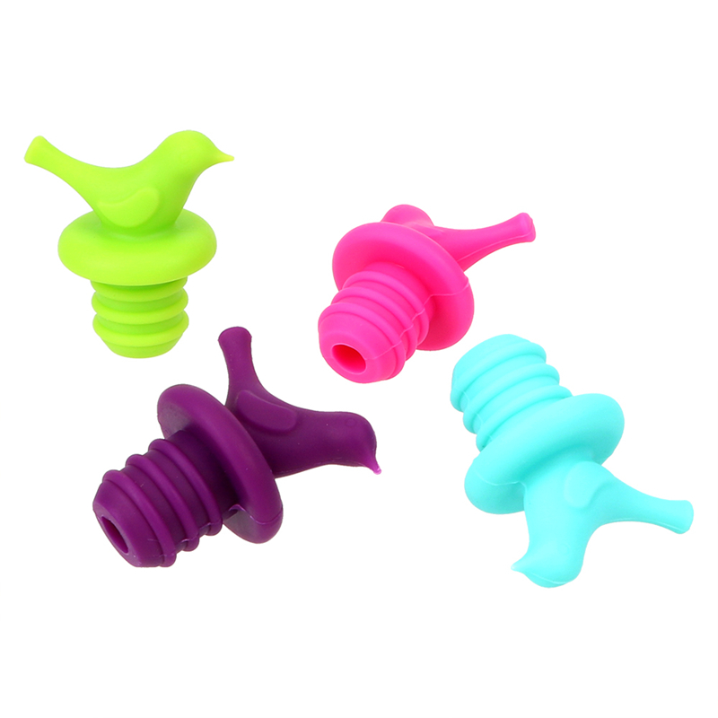 1Pc Tampas de Garrafa De Vinho Rolha de Vinho Rolha 4 cor Pássaros Bonitos Dos Desenhos Animados Capa De Silicone Fresco Família Bar Ferramentas Criativas de Preservação