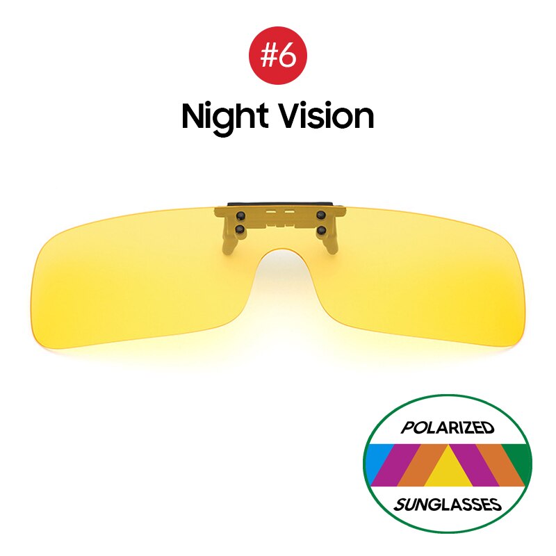 Gafas de sol polarizadas con Clip para pesca, lentes con espejo azul para conducir, visión nocturna, ciclismo, UV400: 6 Night Vision