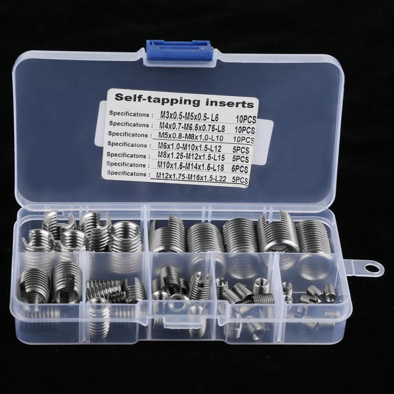 50 Stks/set Rvs Draad Insert Set Binnendraad Zelftappende Draad Inserts Fastener Versterken Reparatie Tool