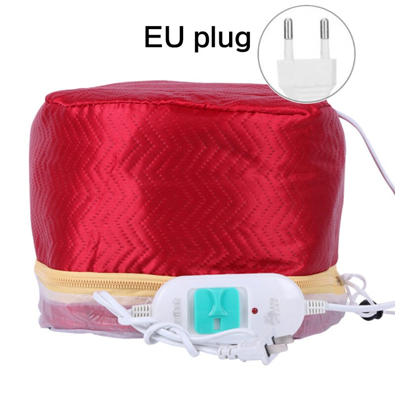 Máquina de vapor con tapa térmica para el cuidado del cabello, máquina de vapor eléctrica para el cuidado del cabello, con 3 engranajes de aceite horneado: Red EU Plug