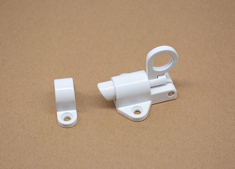 Aluminum Alloy Door Latch Lock Spring Loaded Window Door Bolt Gate Pull Ring Bounce Home Security Latch Hasp Sliding Lock: White