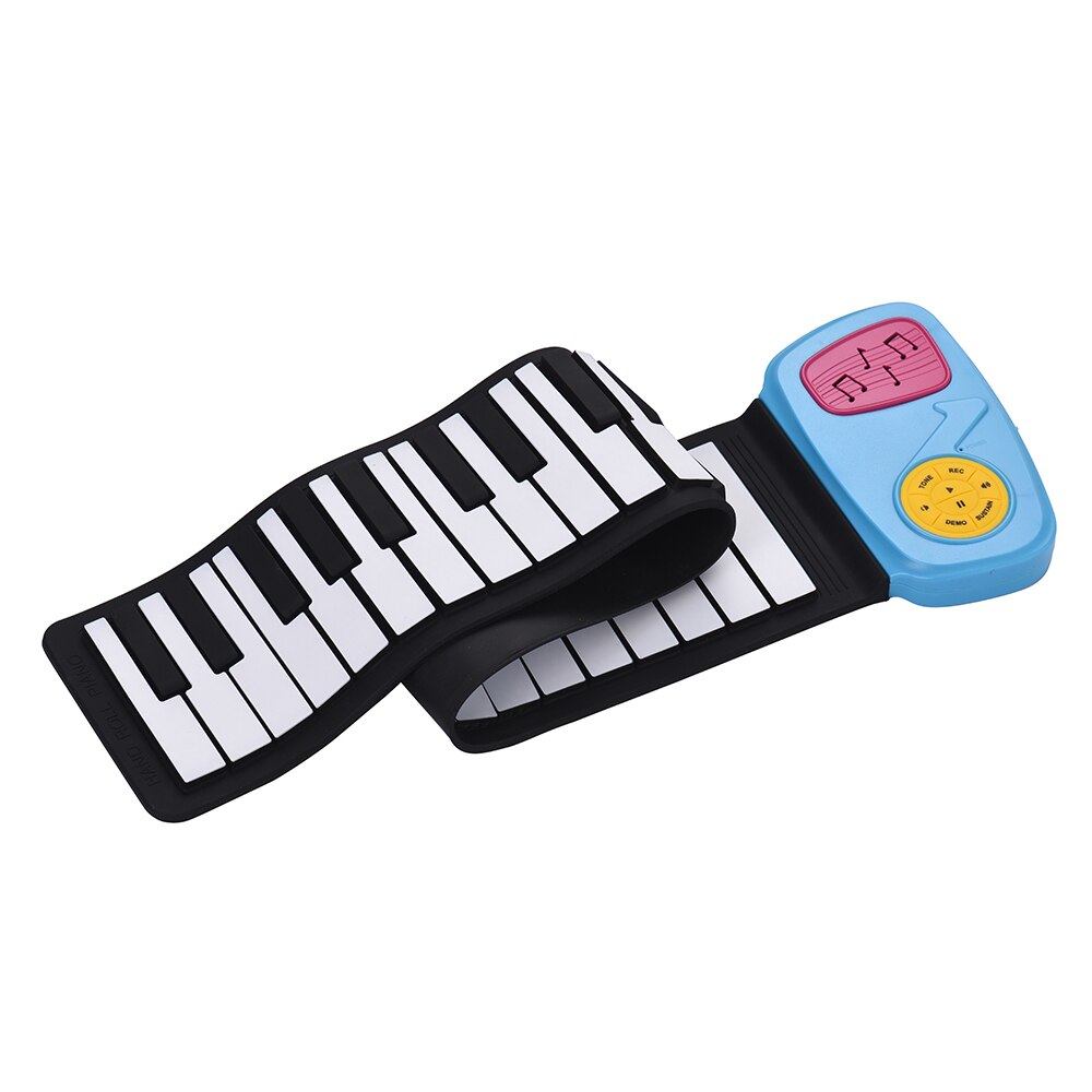 Teclado electrónico portátil de silicona de 49 teclas, altavoz integrado de Piano enrollable con pegatina de dibujos animados para niños