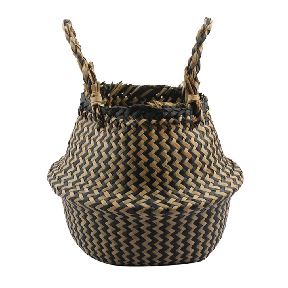 Składana słomka koszyk wiklinowy uchwyt kwiat ogrodowy doniczka worek na pranie
