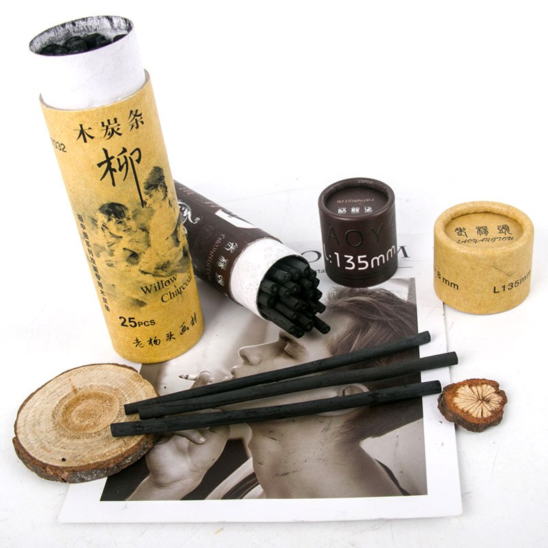 Trækul bar bomuld pil barer fine skitse blyanter maleri speciel kul stang kinesisk maleri papirvarer kunst forsyninger