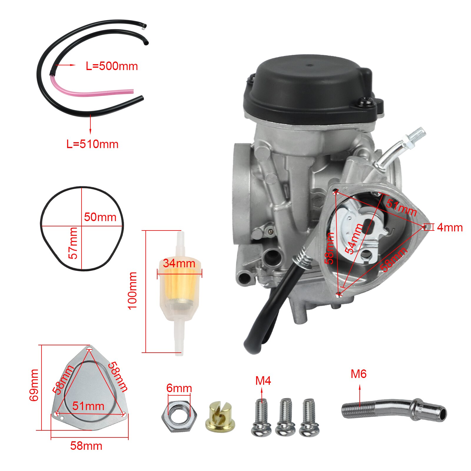 Carburador para Suzuki LTZ400 LTZ 400 2X4 Quadsport ATV 2003-2007 con válvula de combustible