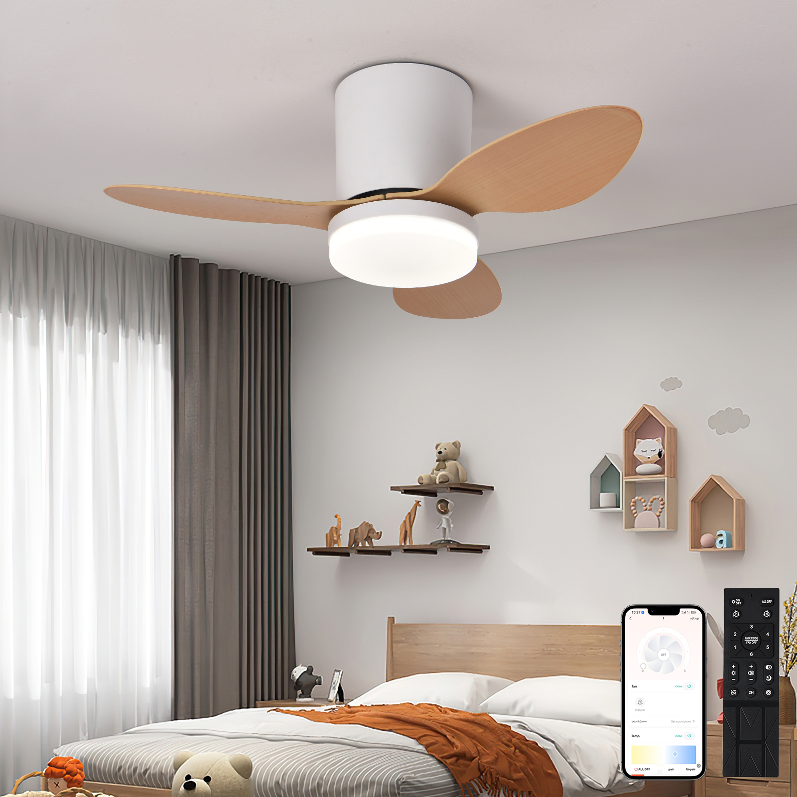 Luz LED moderna para ventilador de techo, decoración de habitación, luz decorativa de suelo bajo, luz de ahorro de energía con ventilador en dormitorio y hogar