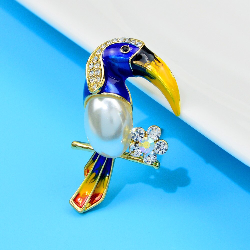 Cindy xiang strass-papageienbroschen für damen, perlen-Ebene-vogel-schmuck, emaille-accessoires