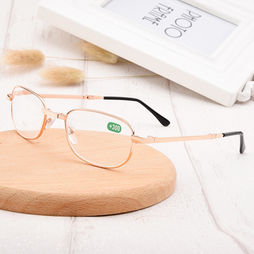 SUMONDY Draagbare Vouwen Leesbril Mannen Vrouwen Anti Vermoeidheid Opvouwbare Presbyope Brillen Aluminium Frame Vergrootglas UR03