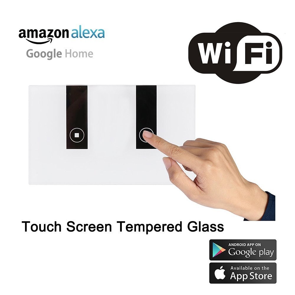 WiFi Smart Light Switch, 2 Switches Touch Wall Plate Alexa Light Switch, In-Wall Wireless On/Off Wall Switch, Timing, Voice App