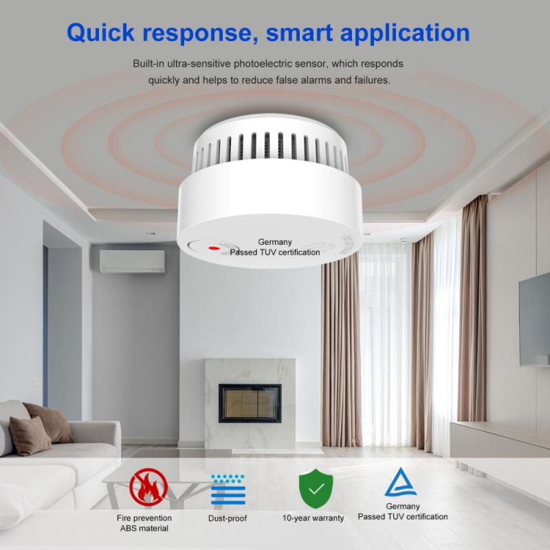 Wireless Infrared Smoke Alarm Detector Voice Warn Sensor Home Security Protection Fire Alarm High Sensitive Built-in Battery