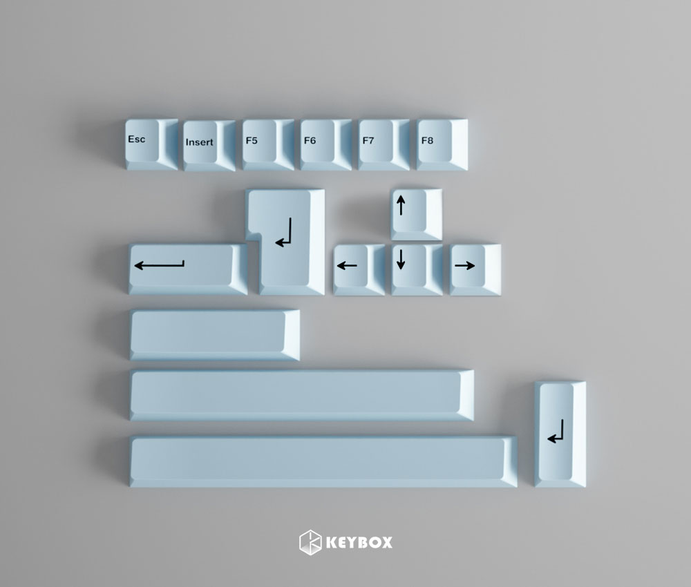 GeekArk BOW BPT Plain White Accents Colorful Keycaps Sublimation Cherry Profile Keycaps: Sea Salt Blue
