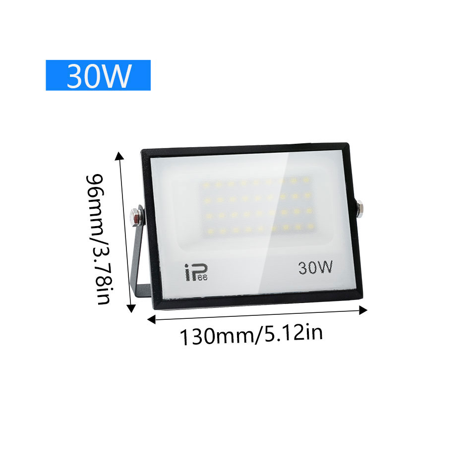 Projecteur LED IP66 AC175-265V 20W 30W 50W 70W 100W 150W200W300W, projecteur extérieur étanche en verre trempé pour éclairage de Garage: changeant / 5600 K