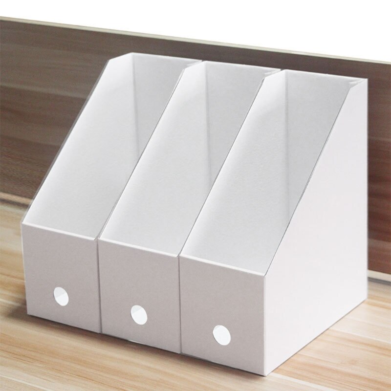 Multifunctional Corrugated Cardboard Desk File Storage Box Foldable Magazine File Holder Desktop Sundries Organizer HCCY