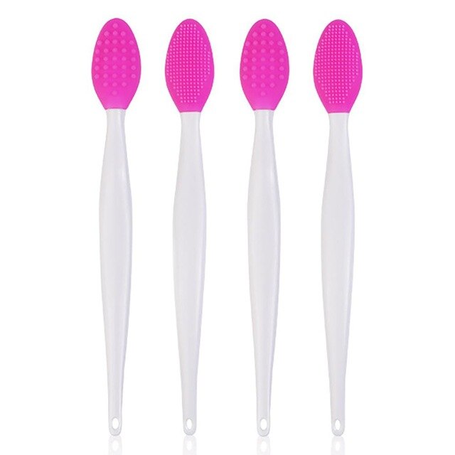 50pcs Lip Scrub Brush Double-Sided Silicone Exfoliating Lip Brush Exfoliating Brush for Men Women: rose 50pcs