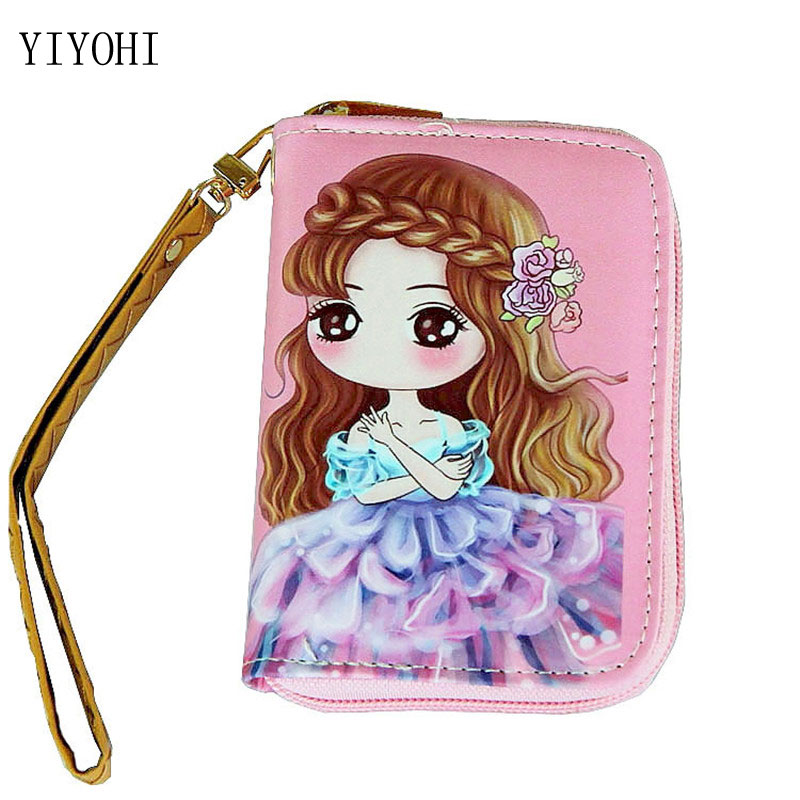 Cute Short Wallet Girl Korean Girl Purse Soft Surface PU Leather Cartoon Portable Wallet for Girls Small Coin Purse