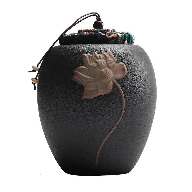 Luwu keramiske tebeholdere relief lotus tebeholdere til opbevaring af te eller mad