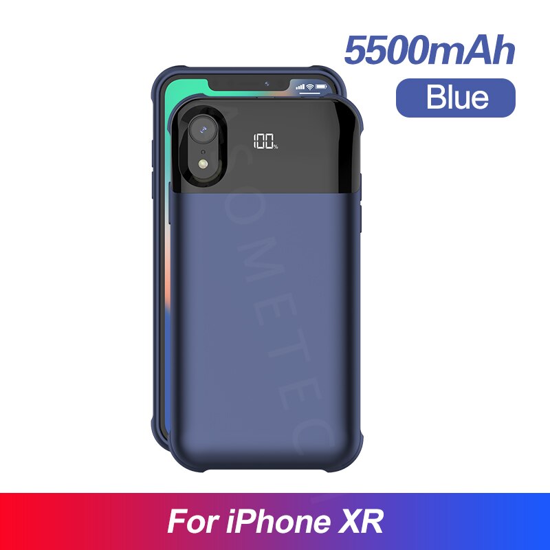 etui na baterie robić iPhone X XS XR XS MAX oddzielny wyświetlacz cyfrowy doprowadziło etui na Powerbank robić iPhone 11 zawodowiec MAX etui robić ładowania baterii: niebieski for XR
