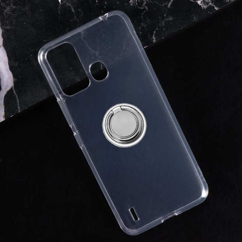 For Itel Vision 1 Pro Vision1 1Pro Vision1Pro Back Ring Holder Bracket Phone Case Smartphone TPU Soft Silicone Cover: Ring Case White