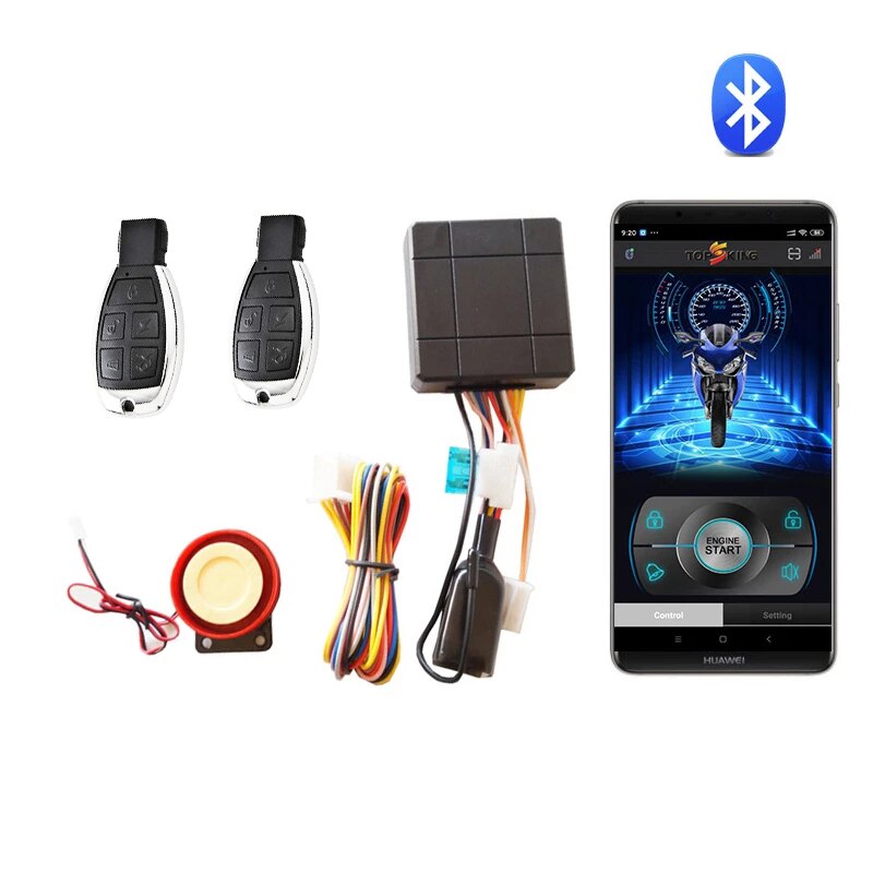 Intelligent kontrol motorcykel alarm fjernstart nøglefri mobil app kontrolsystem elektrisk motorlås motorcykel alarm sirene