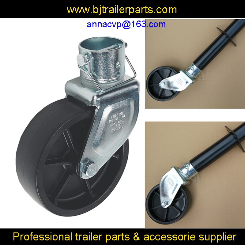 CVP A Frame Trailer Jack Caster Wheel with Pin Zinc Finished Metal for 2" 1200LB Camper Boat Swivel Caravana Parts Accessories