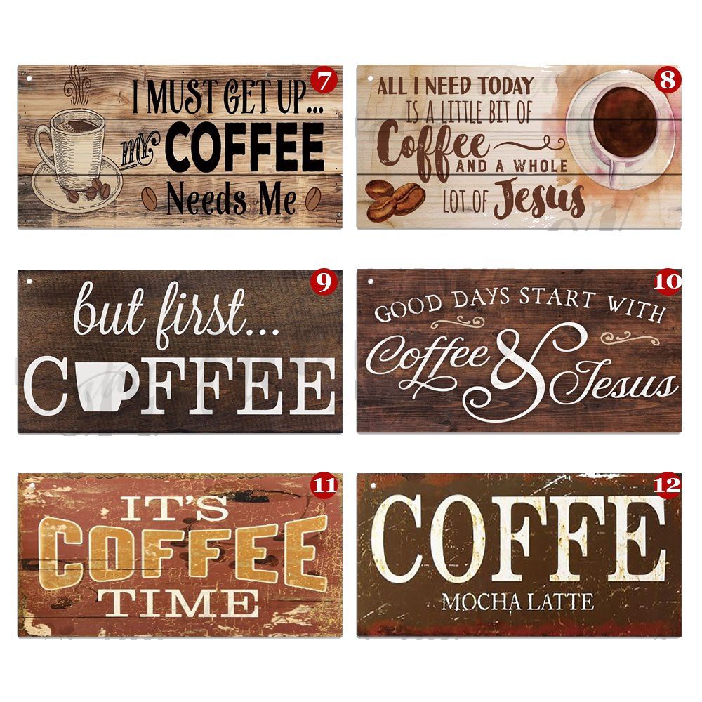 Coffee Wooden Hanging Signs Decorative Plaques Door Wooden Plaque In Home Decor Cafe Kitchen Hanging Home Decor