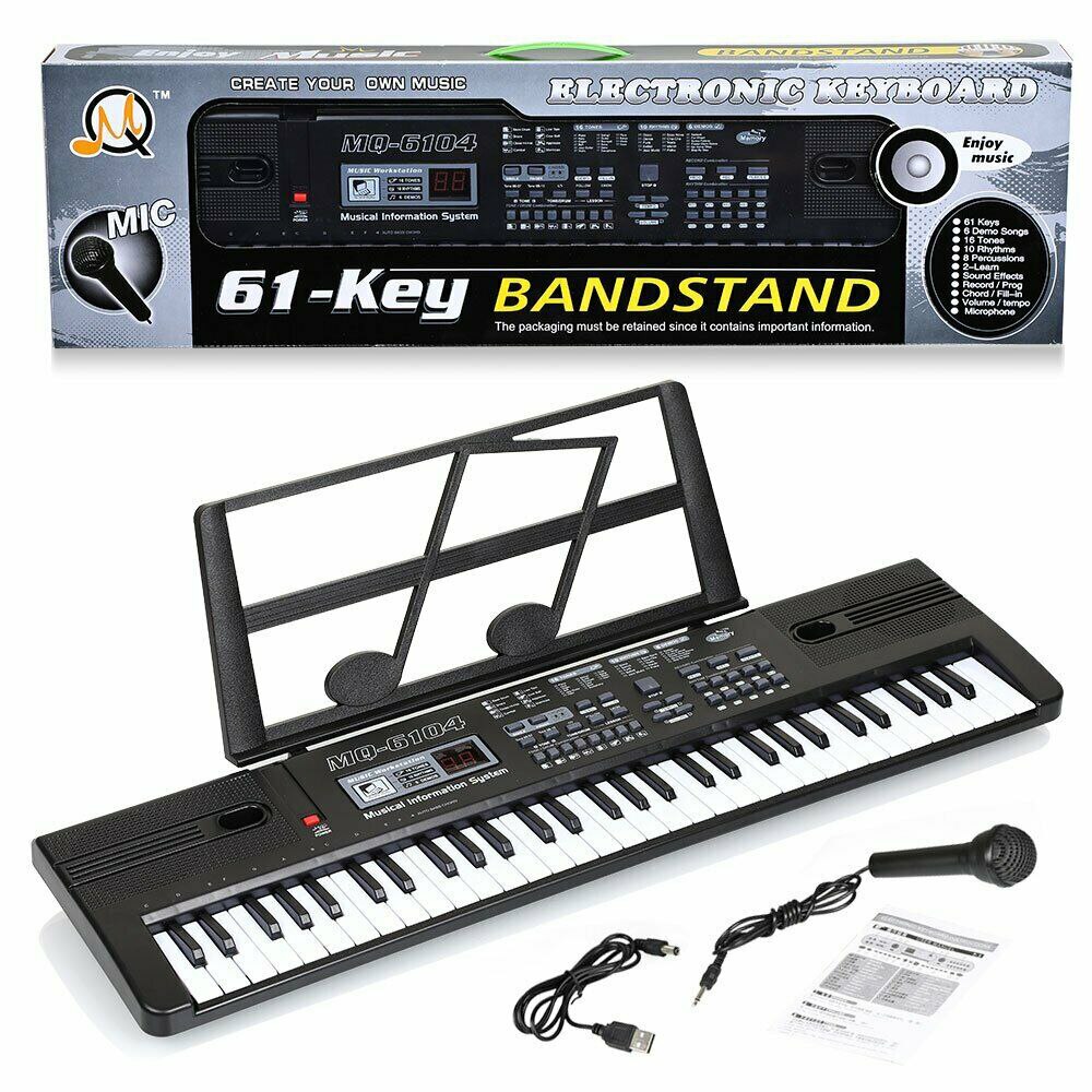 61 taster digital elektronisk klaver keyboardmikrofon med musiknoter står til 1-12 år gamle børn begynder keyboardmusik
