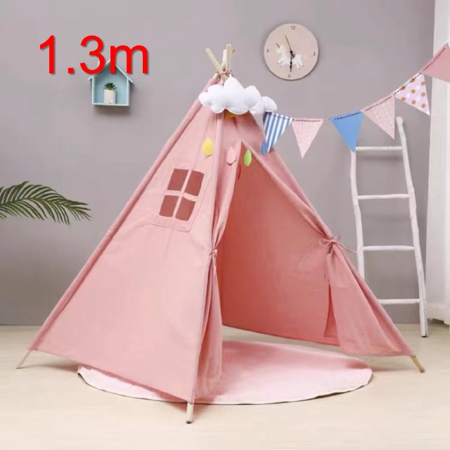 1,3 M kinder Zelt Für Kinder Geburtstag Kinder Cabana Große Spielen Haus Dekoration Teppich Tragbare Tipi Infantil Haus: AZ014-0pink