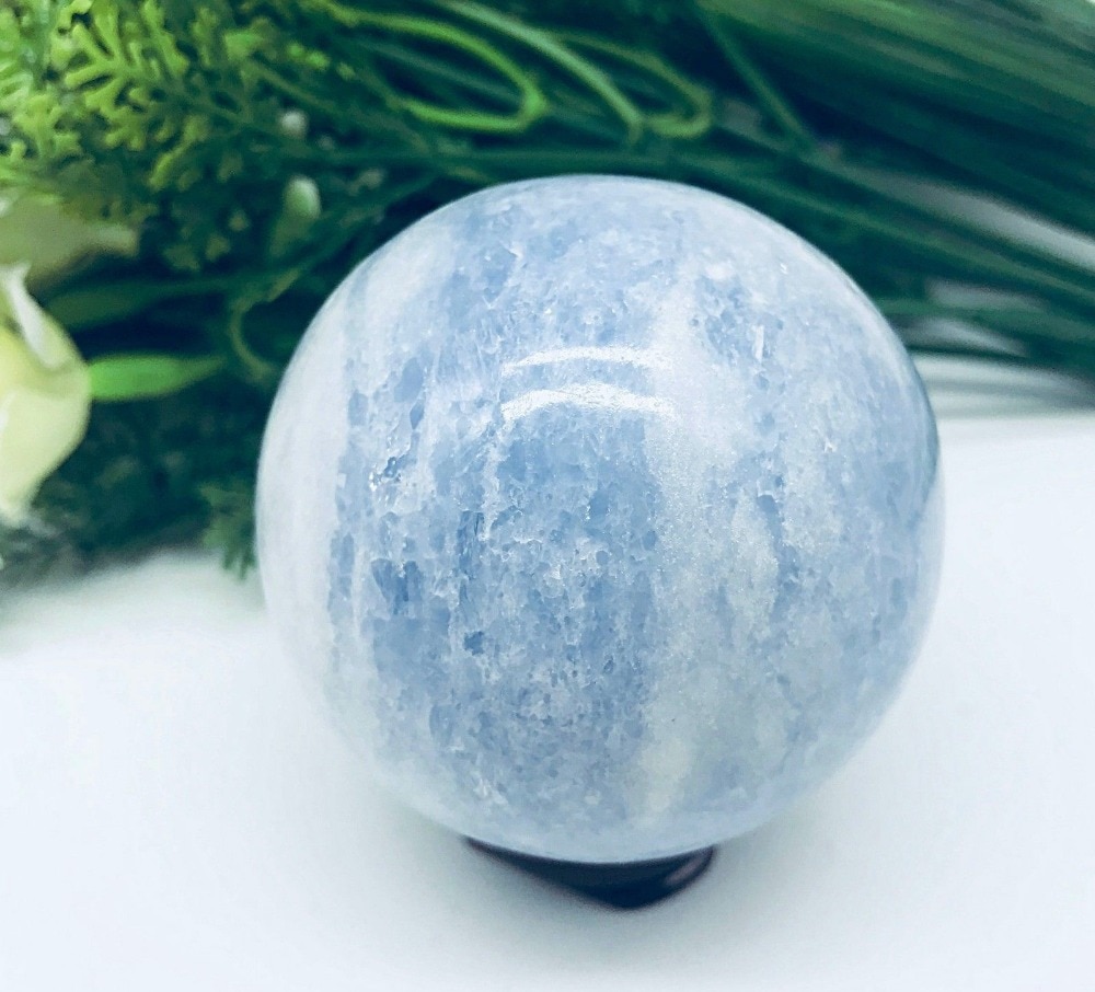 3-10cm naturlige krystal blå celestite krystal kugle kugle healing+stand
