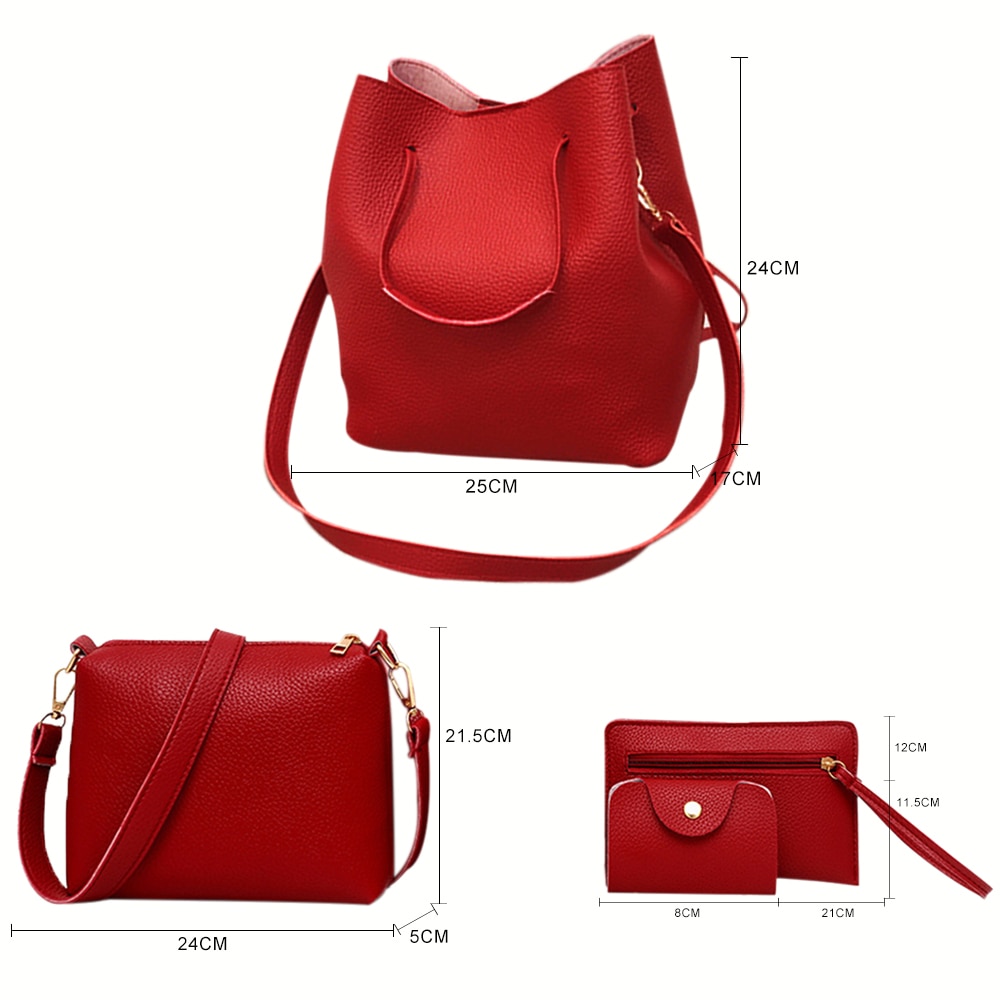 DIHOPE directe de 4 pièces ensemble femmes dame en cuir PU sac à main en Polyester sacs à bandoulière fourre-tout sac à main sacoche